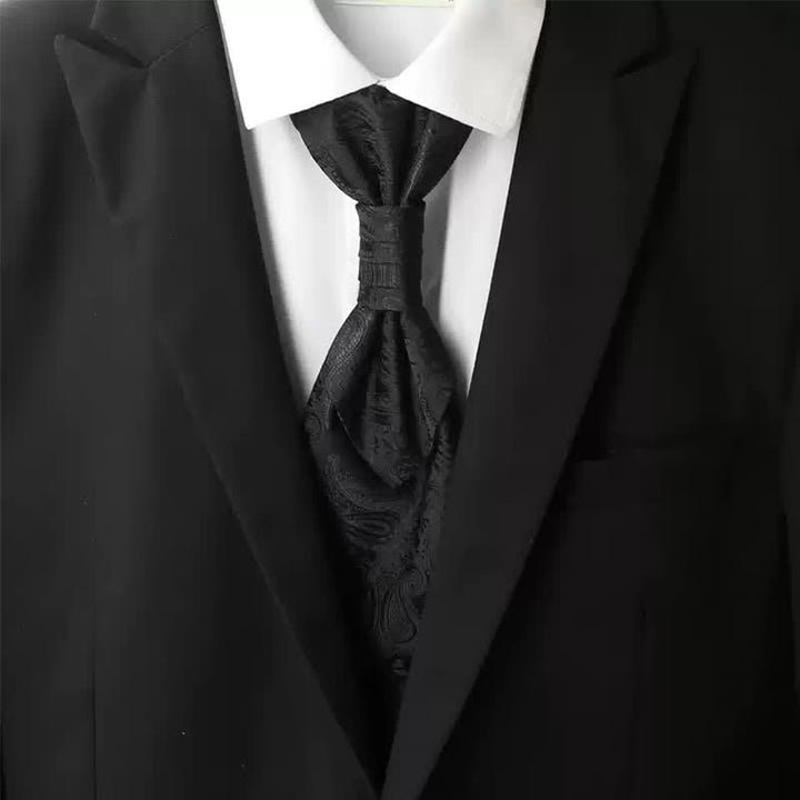 Vorgebundene Krawatte mit Rüschen für Herren, luxuriöse Paisley-Smoking-Ascot-Krawatte