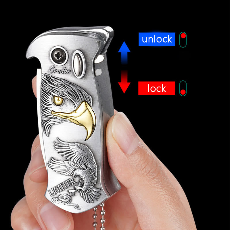 Winddichtes, faltbares Messer aus Metall, Jet Torch, nachfüllbares Butanfeuerzeug