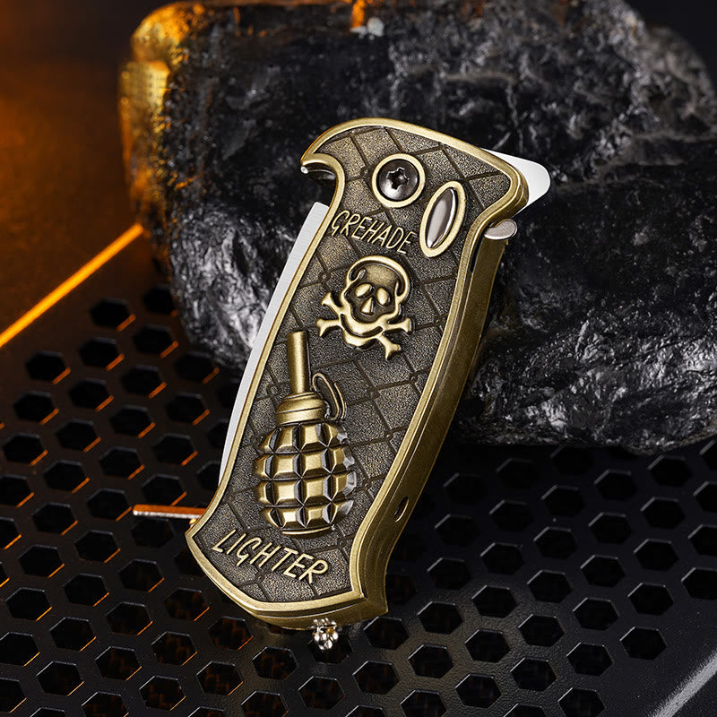 Winddichtes, faltbares Messer aus Metall, Jet Torch, nachfüllbares Butanfeuerzeug