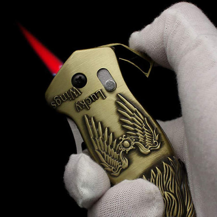 Metall Adlerkopf Faltbares Messer Jet Torch Nachfüllbares Butanfeuerzeug