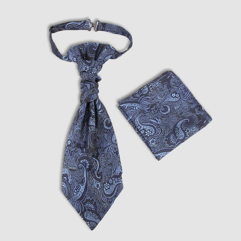 2 Stück vorgebundene Krawatte mit Einstecktuch und Paisley-Muster für Herren