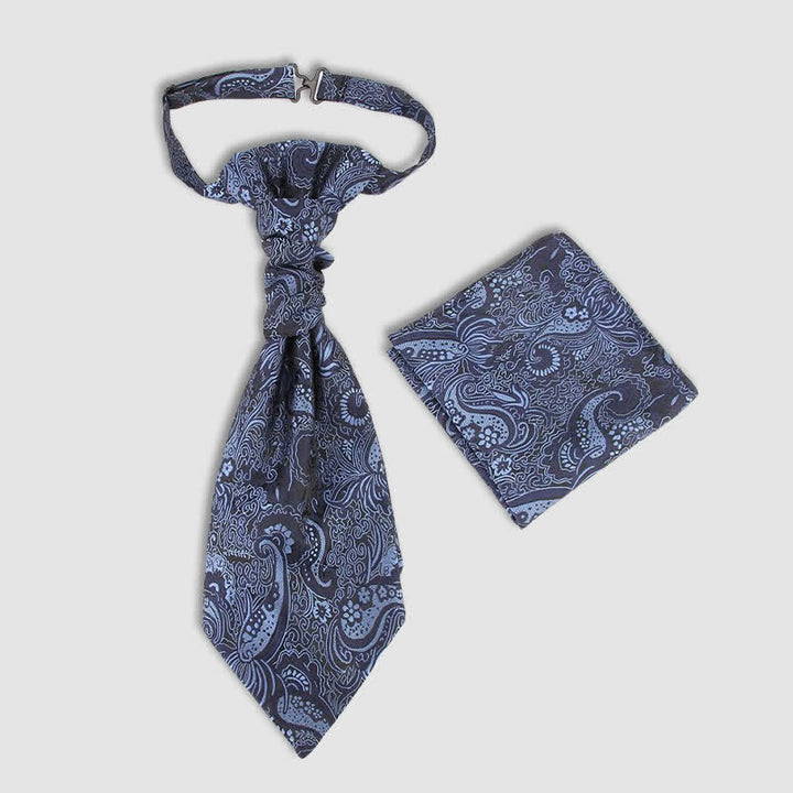 2 Stück vorgebundene Krawatte mit Einstecktuch und Paisley-Muster für Herren