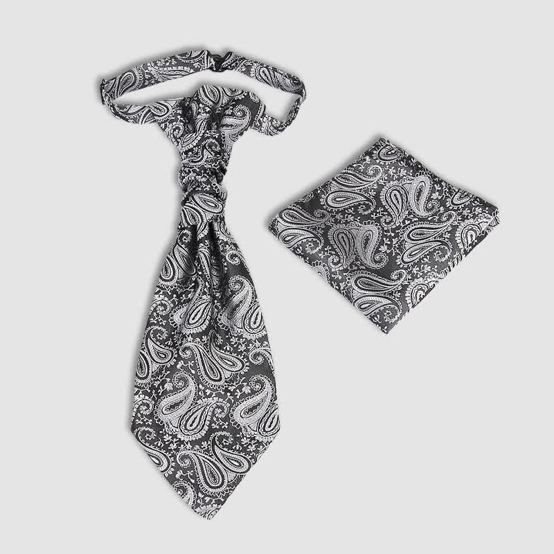 2 Stück vorgebundene Krawatte mit Einstecktuch und Paisley-Muster für Herren