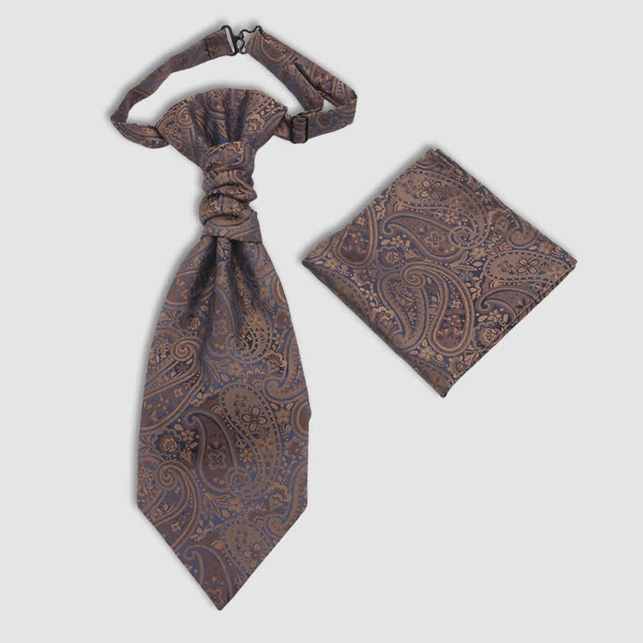 2 Stück vorgebundene Krawatte mit Einstecktuch und Paisley-Muster für Herren