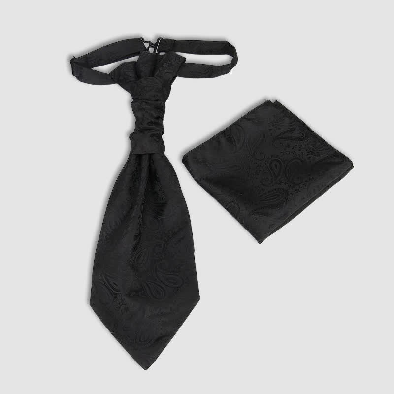 2 Stück vorgebundene Krawatte mit Einstecktuch und Paisley-Muster für Herren