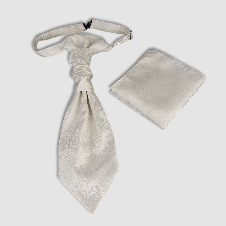 2 Stück vorgebundene Krawatte mit Einstecktuch und Paisley-Muster für Herren