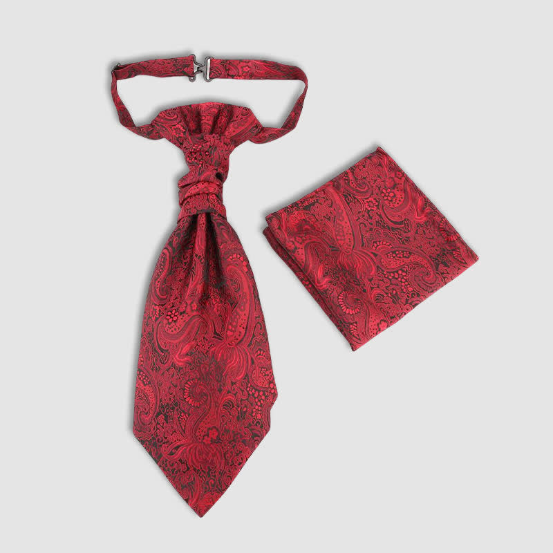 2 Stück vorgebundene Krawatte mit Einstecktuch und Paisley-Muster für Herren
