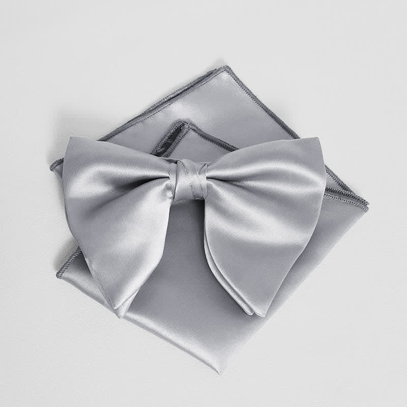 Einfarbiges, übergroßes Einstecktuch mit spitzer Fliege im britischen Stil für Herren