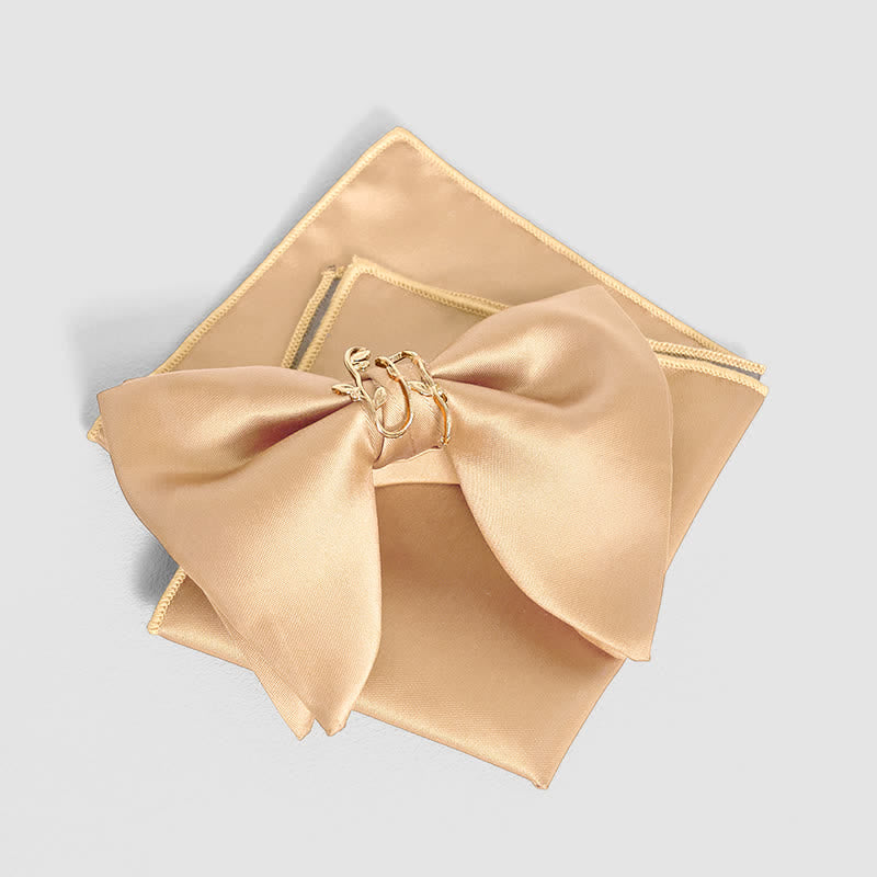 Übergroßes, spitzes Einstecktuch mit goldener Weinblatt-Fliege für Herren