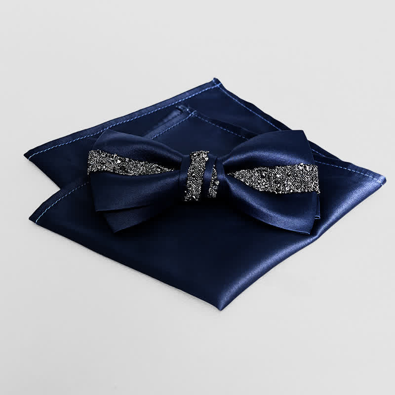 Funkelndes Glitzer-Einstecktuch für Herren mit Fliege