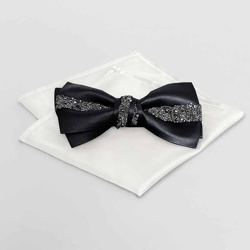 Funkelndes Glitzer-Einstecktuch für Herren mit Fliege