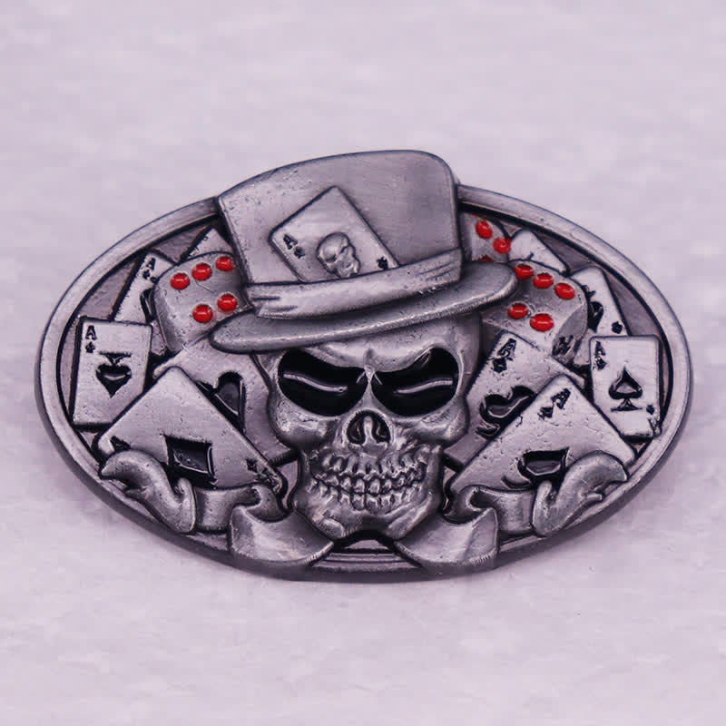 Totenkopf Skelett Würfel Karten Poker Brosche