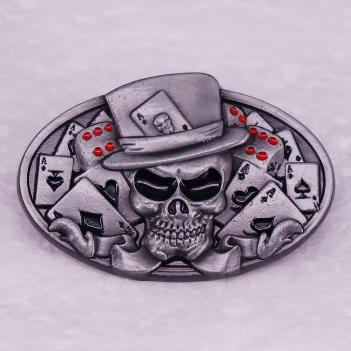 Totenkopf Skelett Würfel Karten Poker Brosche