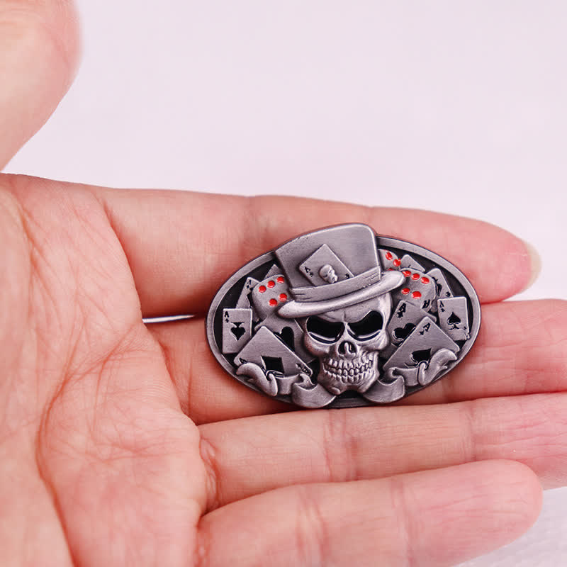 Totenkopf Skelett Würfel Karten Poker Brosche