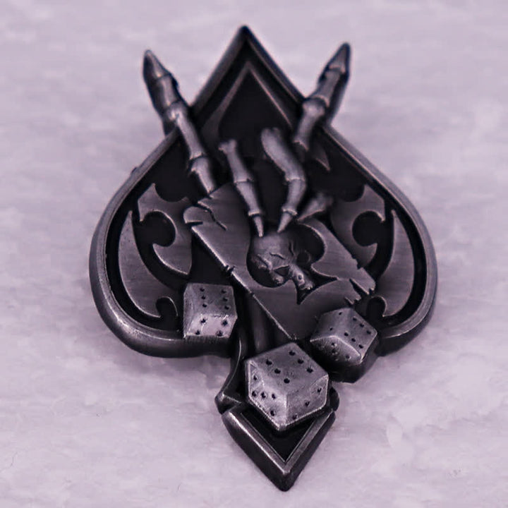 Ace Spades Totenkopf Skelett Teufel Hand Hörner Brosche