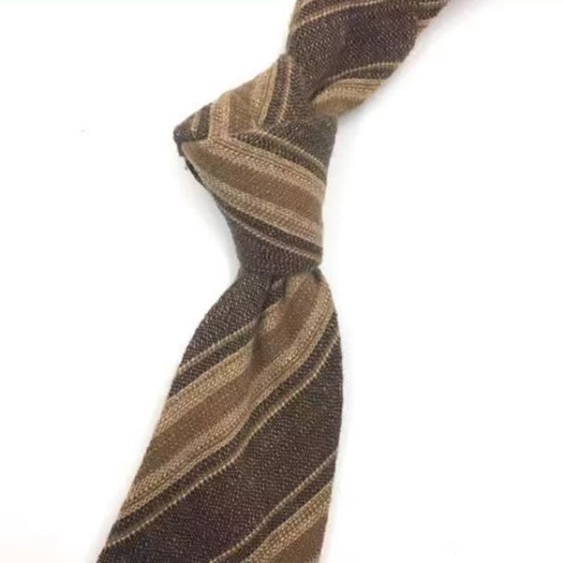 Kaffeefarbene, karierte, gestreifte Krawatte aus britischer Baumwolle für Herren