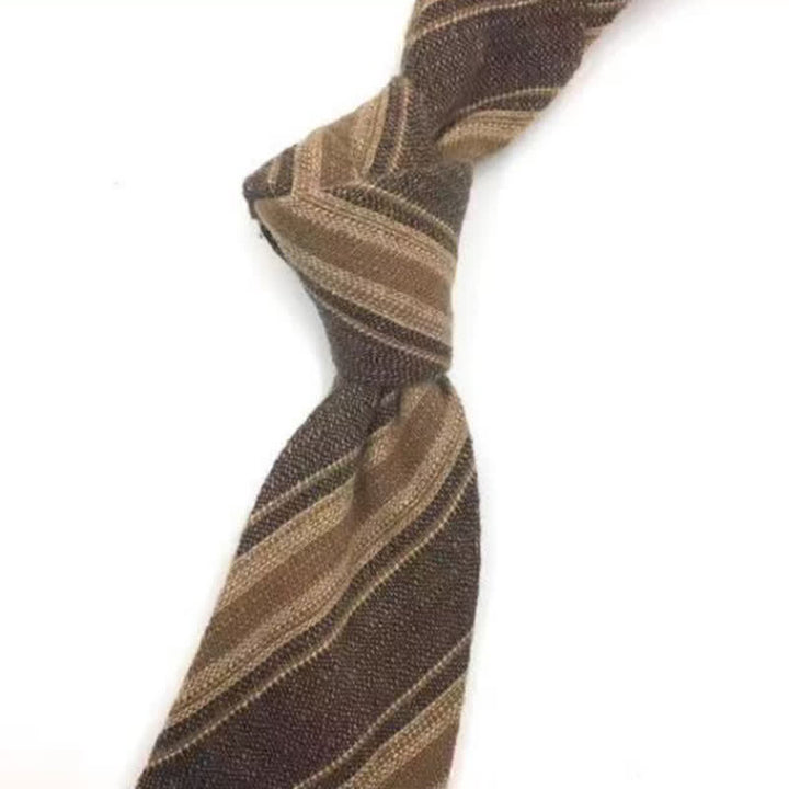 Kaffeefarbene, karierte, gestreifte Krawatte aus britischer Baumwolle für Herren