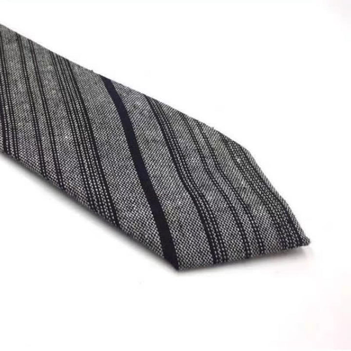 Kaffeefarbene, karierte, gestreifte Krawatte aus britischer Baumwolle für Herren