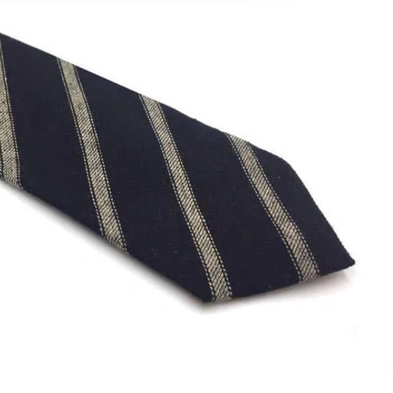 Kaffeefarbene, karierte, gestreifte Krawatte aus britischer Baumwolle für Herren