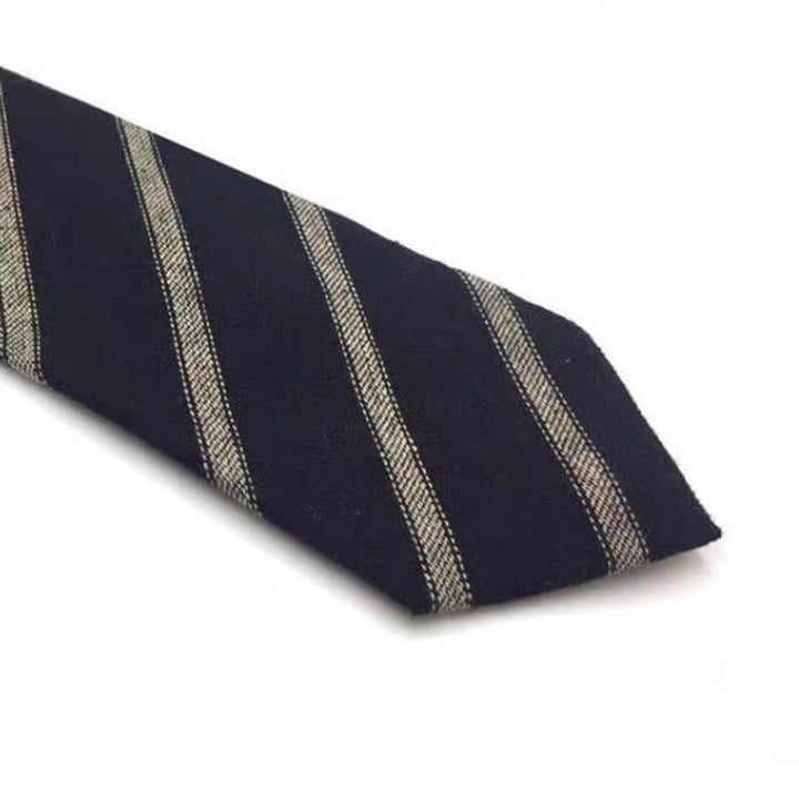 Kaffeefarbene, karierte, gestreifte Krawatte aus britischer Baumwolle für Herren