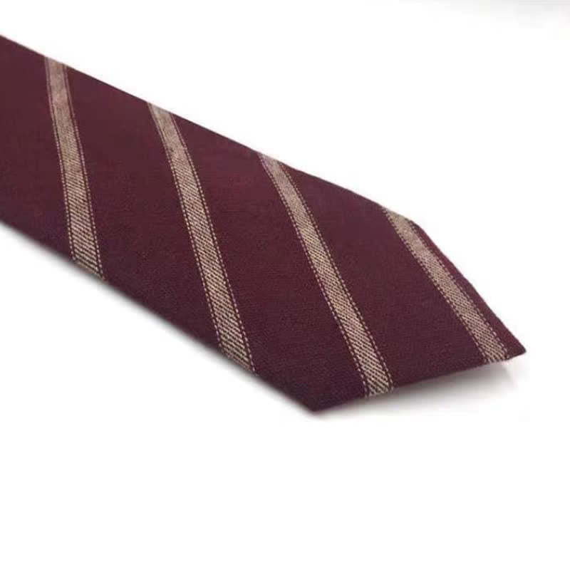 Kaffeefarbene, karierte, gestreifte Krawatte aus britischer Baumwolle für Herren