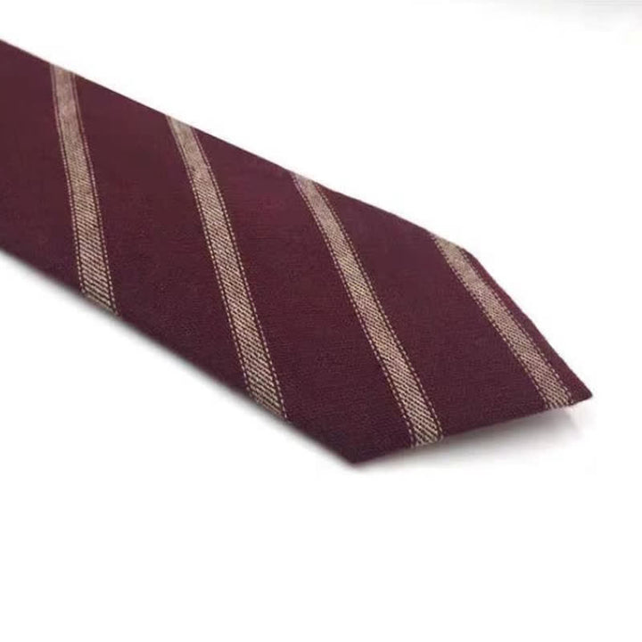 Kaffeefarbene, karierte, gestreifte Krawatte aus britischer Baumwolle für Herren