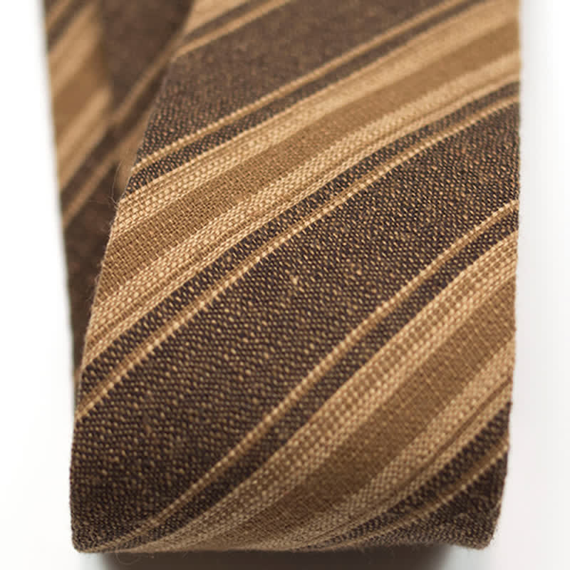 Kaffeefarbene, karierte, gestreifte Krawatte aus britischer Baumwolle für Herren