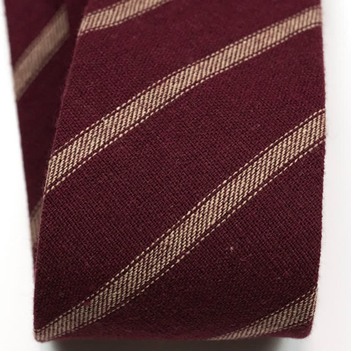 Kaffeefarbene, karierte, gestreifte Krawatte aus britischer Baumwolle für Herren