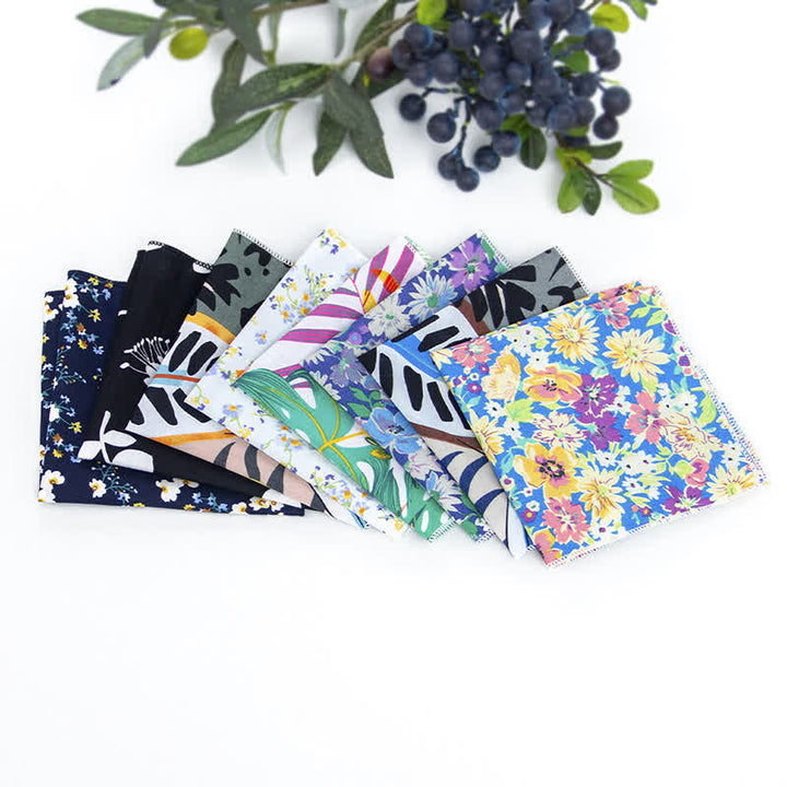 Herren Einstecktuch aus Baumwolle mit frischem Blumenmuster