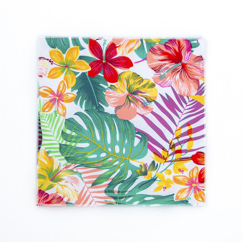 Herren Einstecktuch aus Baumwolle mit frischem Blumenmuster