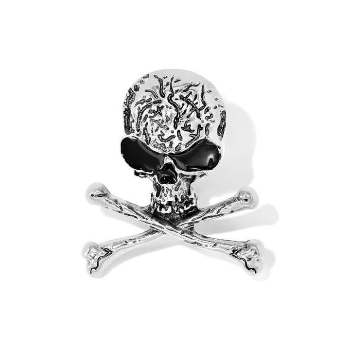 Dekorative Punk-Totenkopf-Piratenbrosche mit gekreuzten Knochen