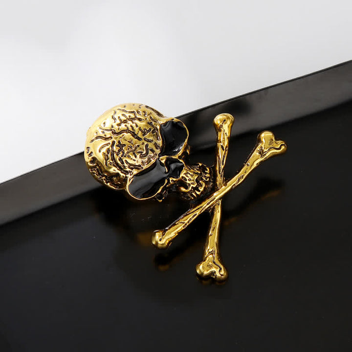 Dekorative Punk-Totenkopf-Piratenbrosche mit gekreuzten Knochen