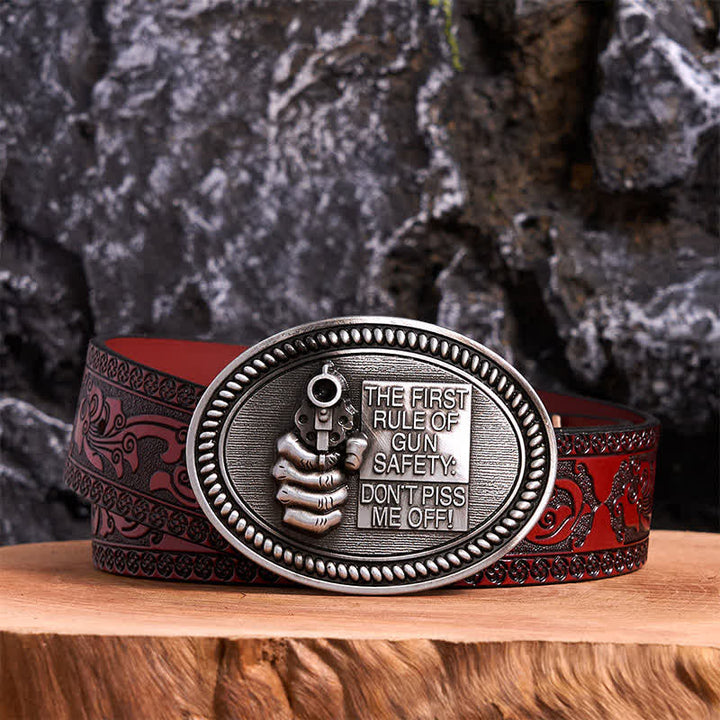 DIY Fashion Gun Safety Outlaw Attitude Schnalle Ledergürtel