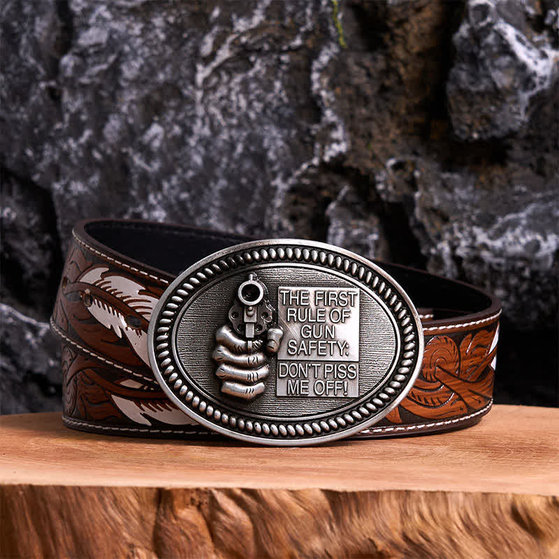 DIY Fashion Gun Safety Outlaw Attitude Schnalle Ledergürtel