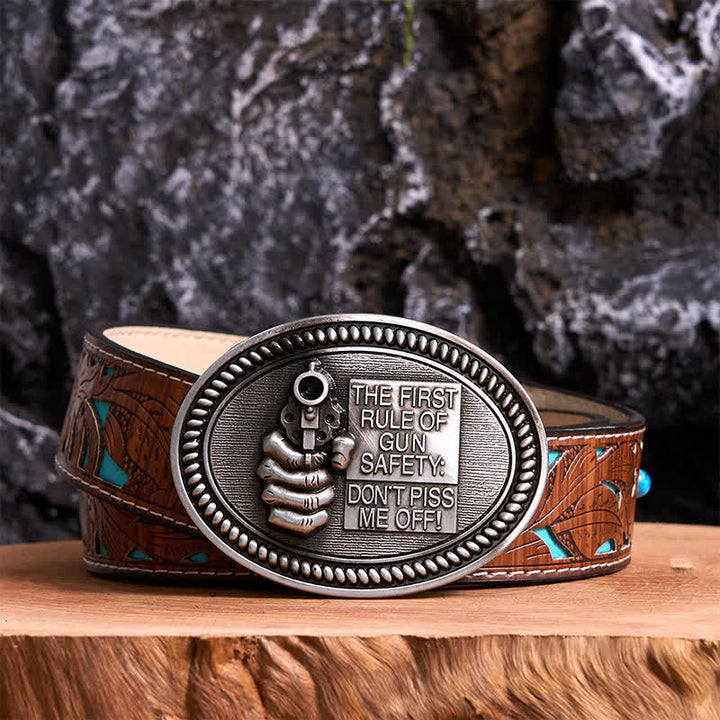 DIY Fashion Gun Safety Outlaw Attitude Schnalle Ledergürtel