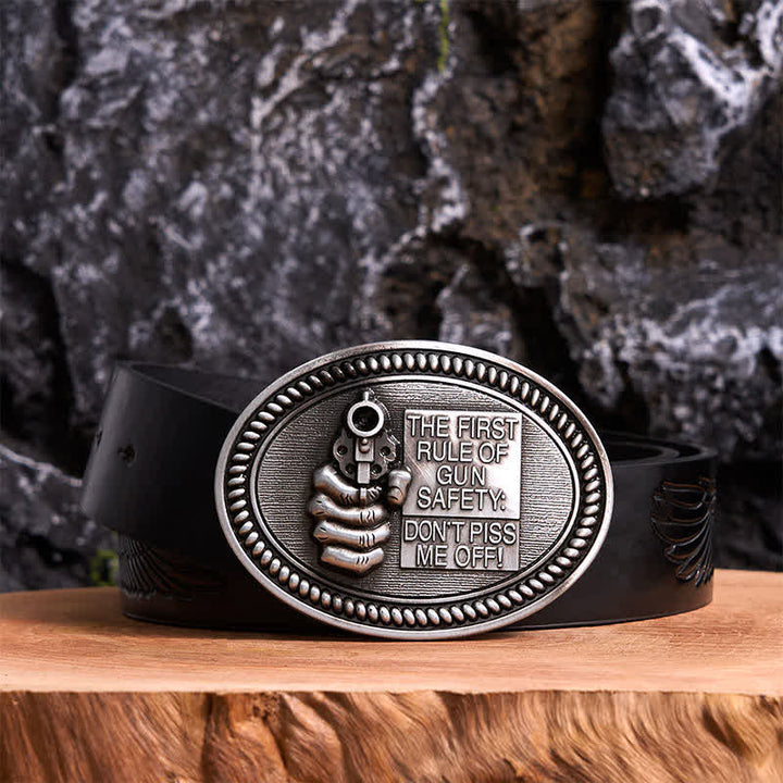 DIY Fashion Gun Safety Outlaw Attitude Schnalle Ledergürtel