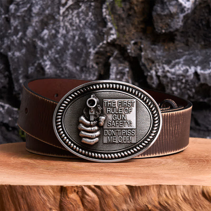 DIY Fashion Gun Safety Outlaw Attitude Schnalle Ledergürtel