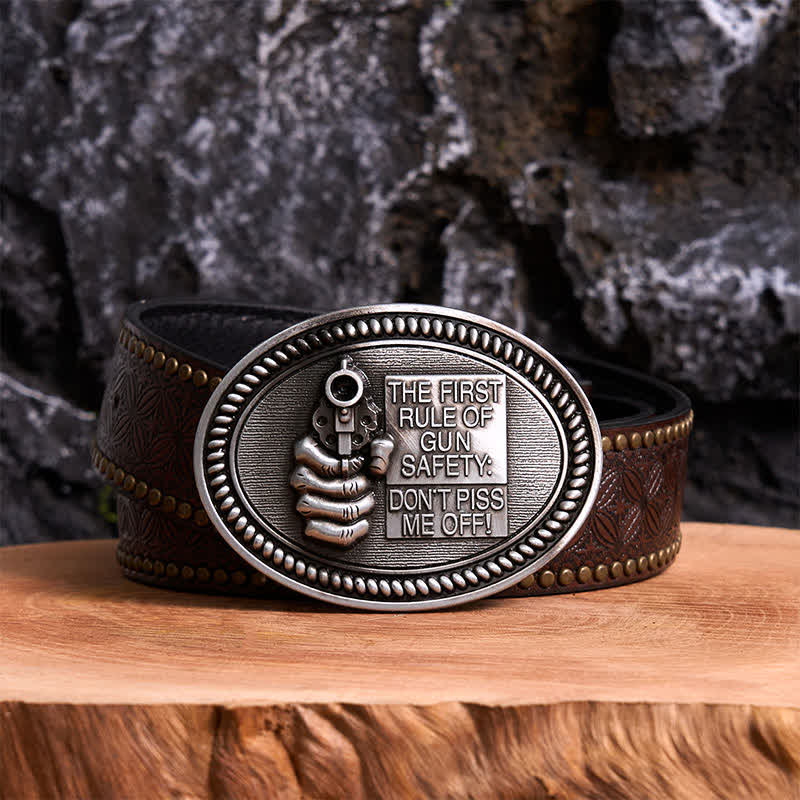 DIY Fashion Gun Safety Outlaw Attitude Schnalle Ledergürtel