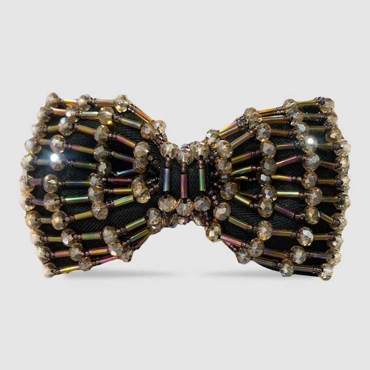 Funkelnde bunte Fliege mit Kristallstickerei und Perlen