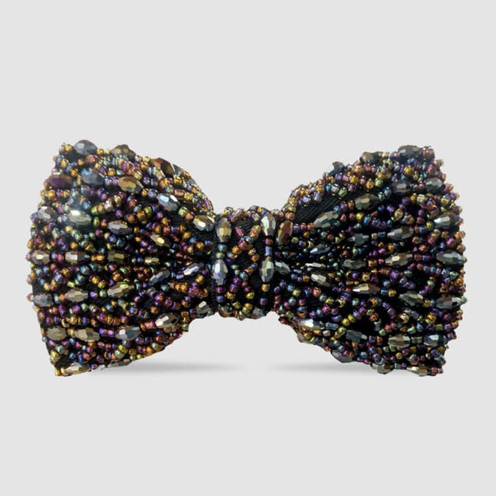 Funkelnde bunte Fliege mit Kristallstickerei und Perlen