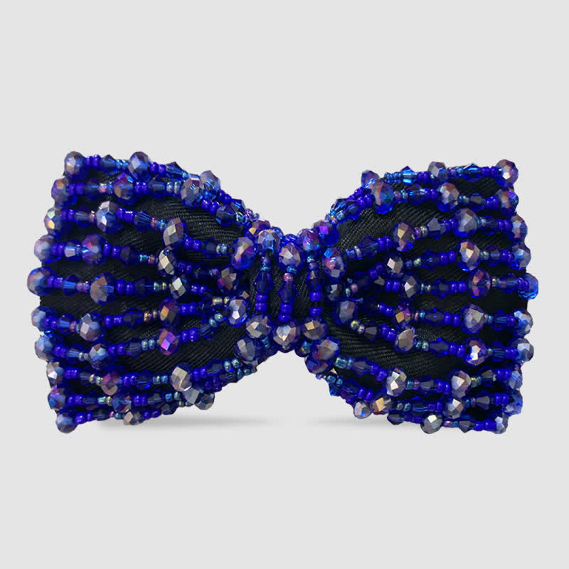 Funkelnde bunte Fliege mit Kristallstickerei und Perlen