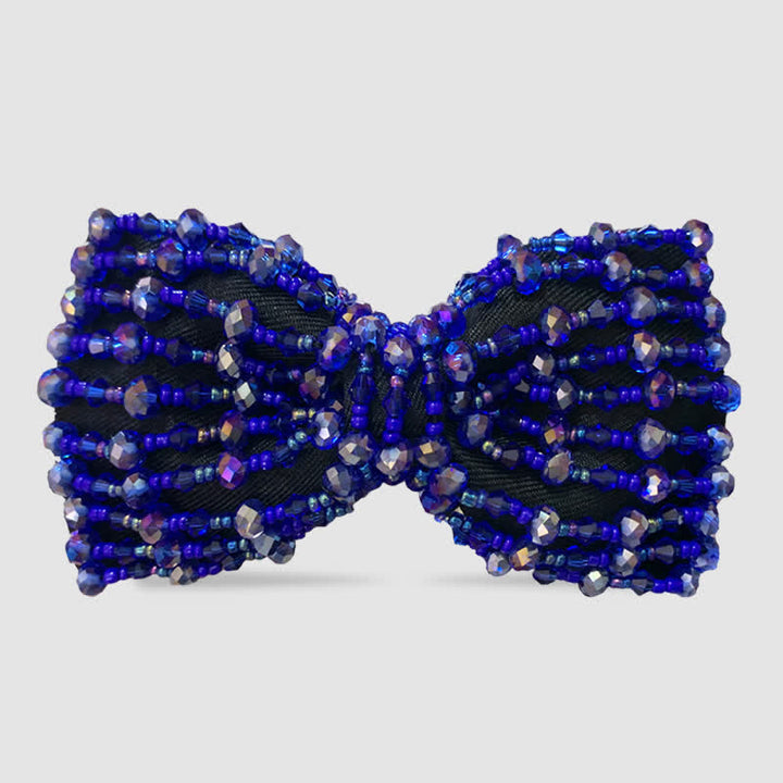 Funkelnde bunte Fliege mit Kristallstickerei und Perlen