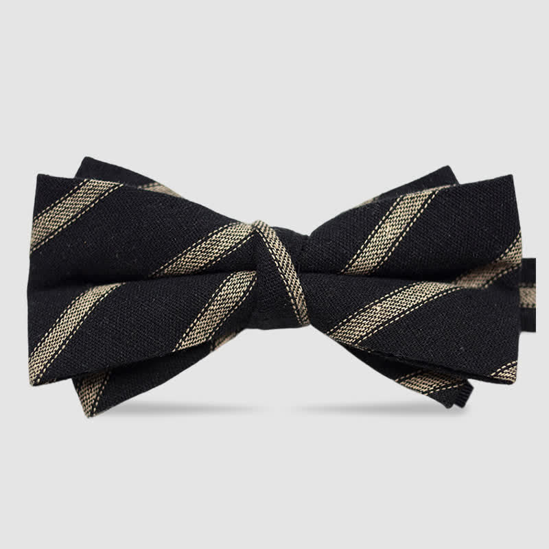 Herrenfliege aus Baumwolle im britischen Stil, kariert und gestreift, Kaffee