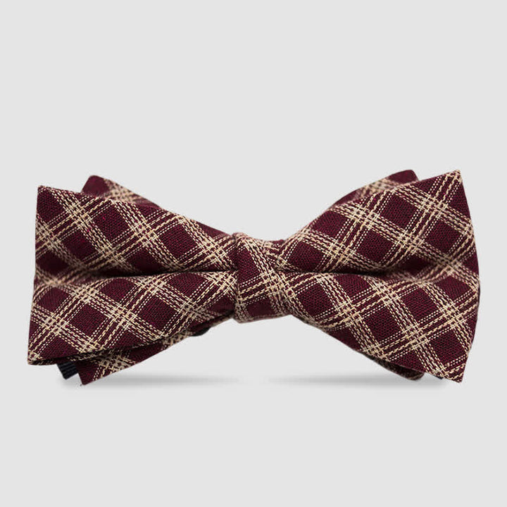 Herrenfliege aus Baumwolle im britischen Stil, kariert und gestreift, Kaffee