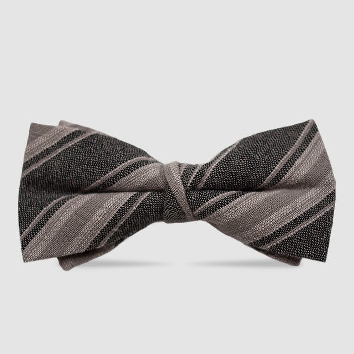 Herrenfliege aus Baumwolle im britischen Stil, kariert und gestreift, Kaffee