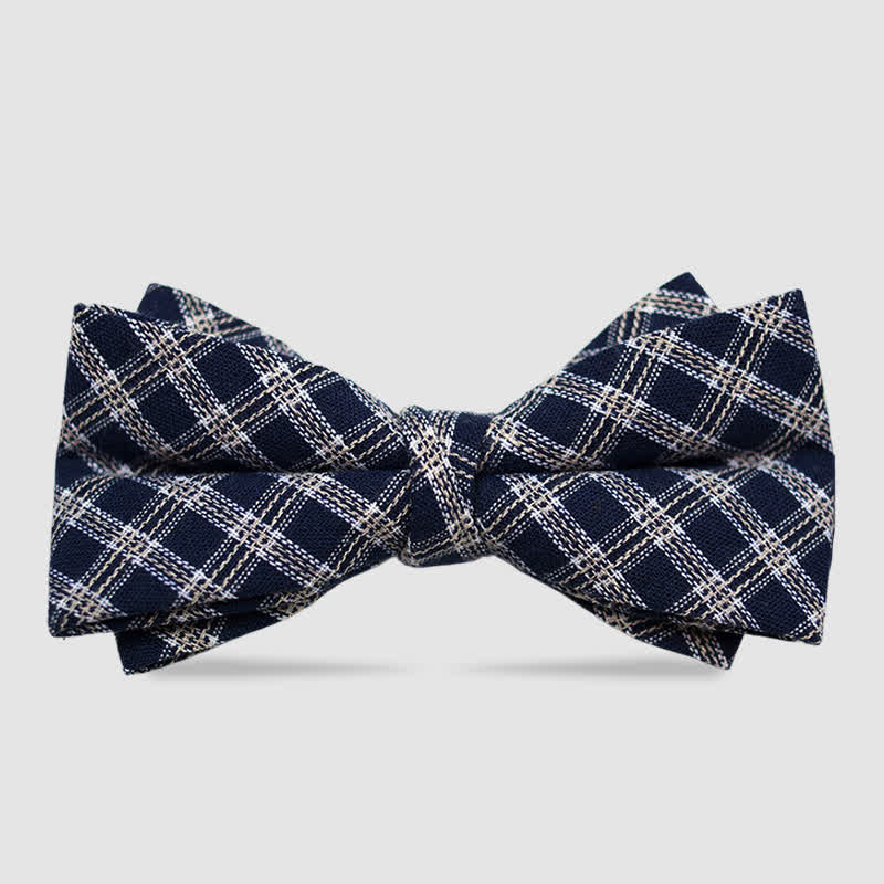 Herrenfliege aus Baumwolle im britischen Stil, kariert und gestreift, Kaffee