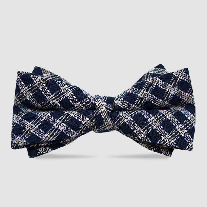 Herrenfliege aus Baumwolle im britischen Stil, kariert und gestreift, Kaffee