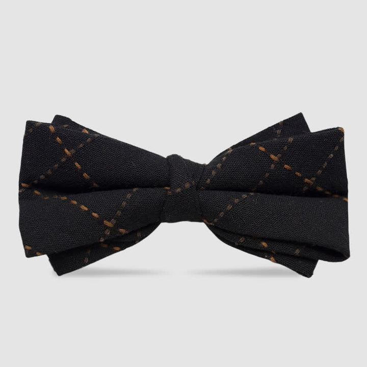 Herrenfliege aus Baumwolle im britischen Stil, kariert und gestreift, Kaffee