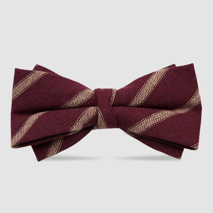 Herrenfliege aus Baumwolle im britischen Stil, kariert und gestreift, Kaffee