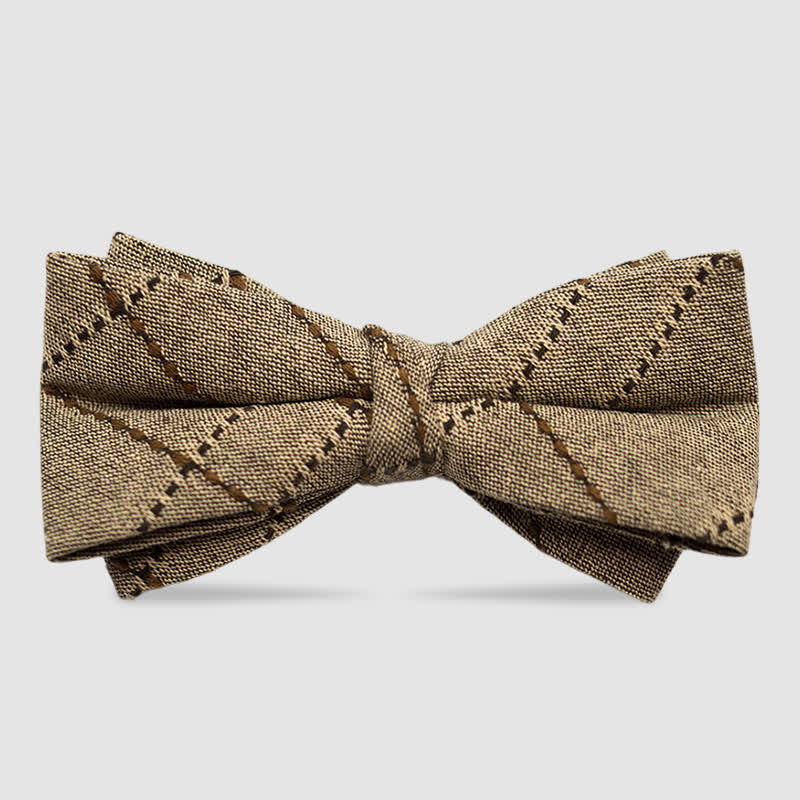 Herrenfliege aus Baumwolle im britischen Stil, kariert und gestreift, Kaffee